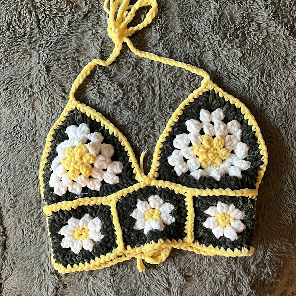 Handmade crochet sunflower tank top